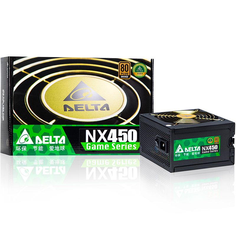 台达（DELTA）额定450W NX450 电源（80PLUS铜牌/12CM温控静音风扇/支持背线）