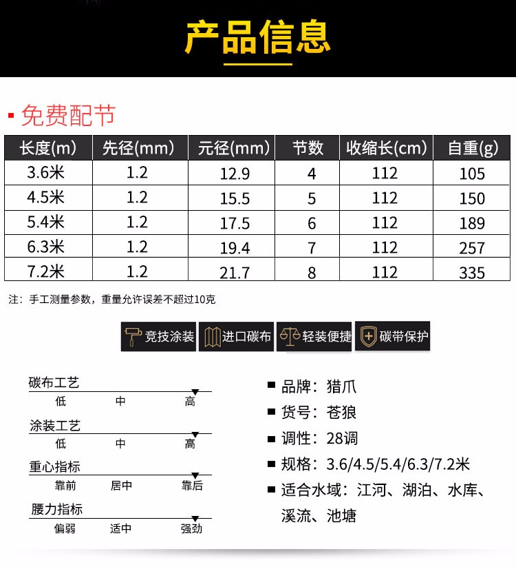 6米鱼竿台钓竿28调碳素超轻超硬