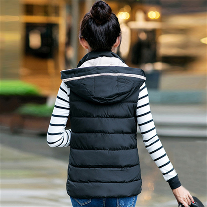 伊依谷马甲女秋冬羽绒棉服连帽马夹外套 黑色  XL