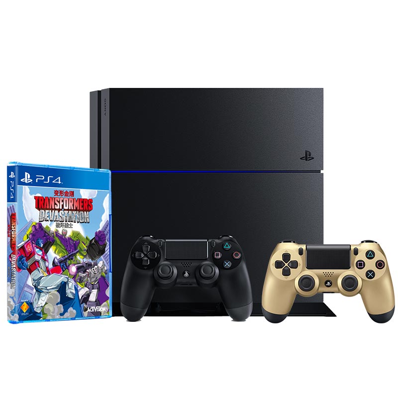 PS4国行黑色主机+金色手柄+《变形金刚》套装