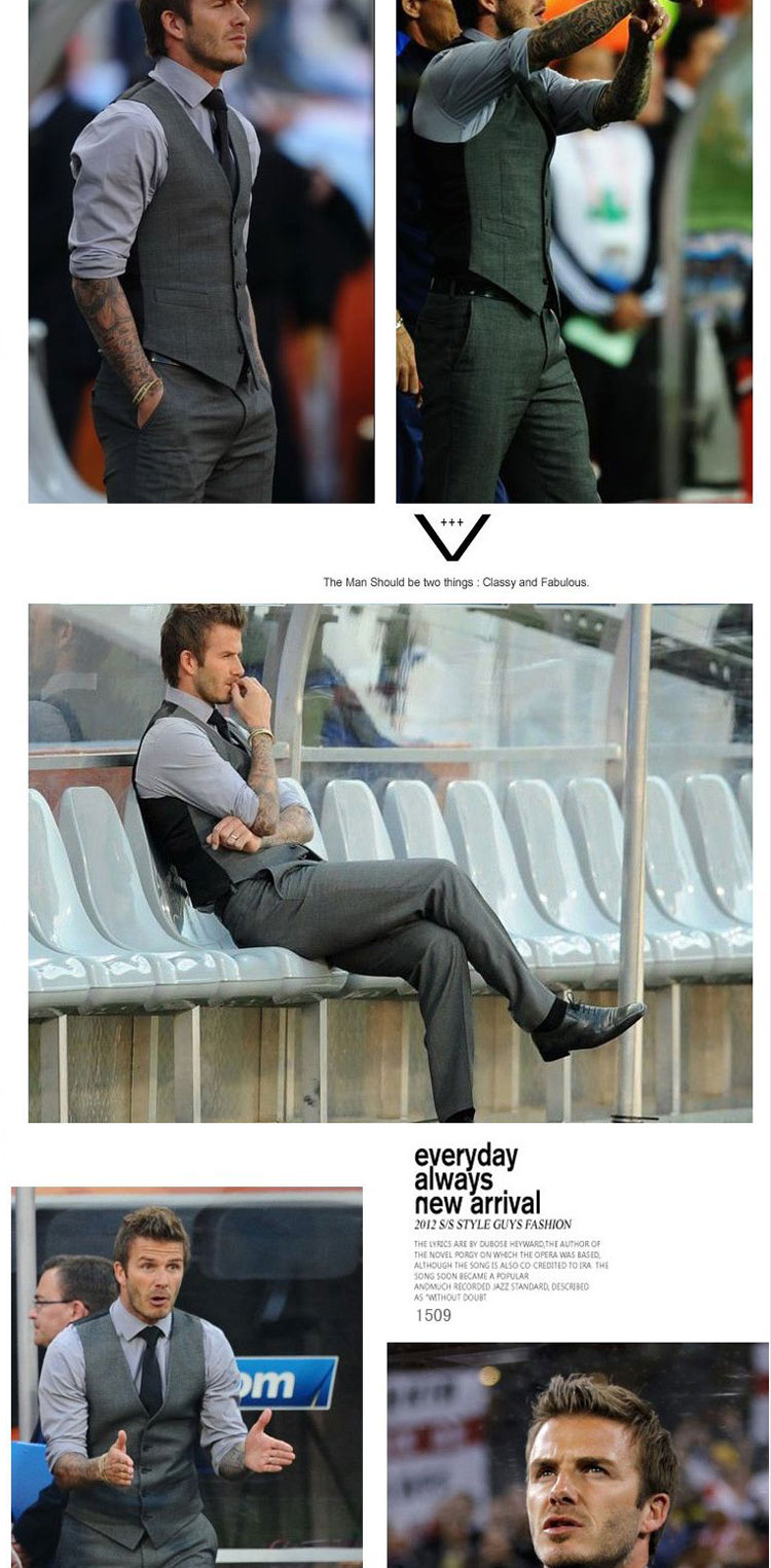 <em>格蓝凯</em> 韩版男士西服马甲拼接单排扣<em>西装马甲</em>