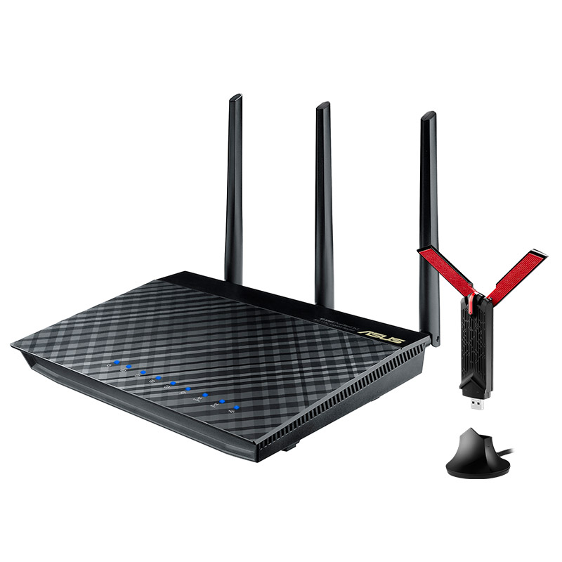 华硕RT-AC66U 1750M路由器+USB-AC6...