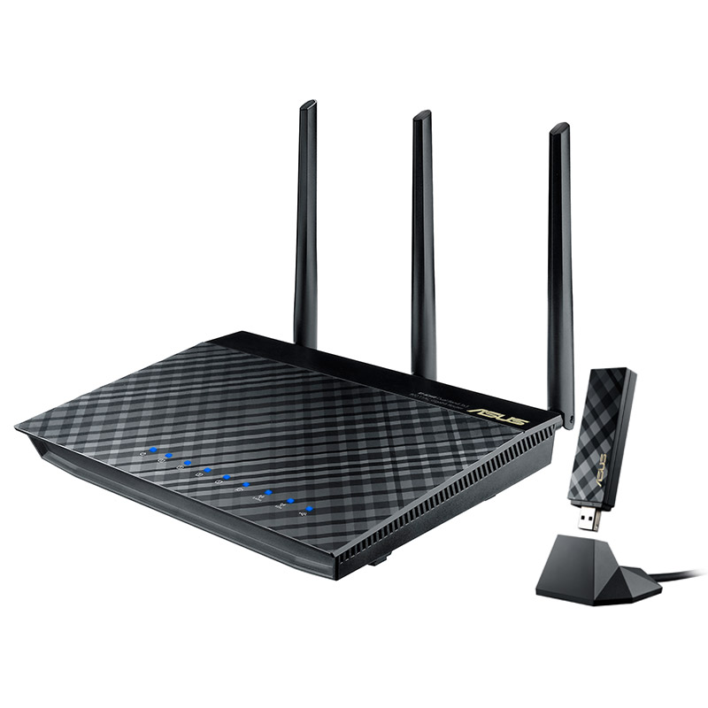 华硕RT-AC66U 1750M路由器+USB-AC5...