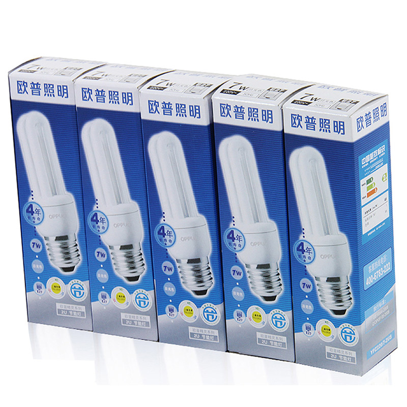 欧普 节能灯细2U-7W-E27日光色5支装