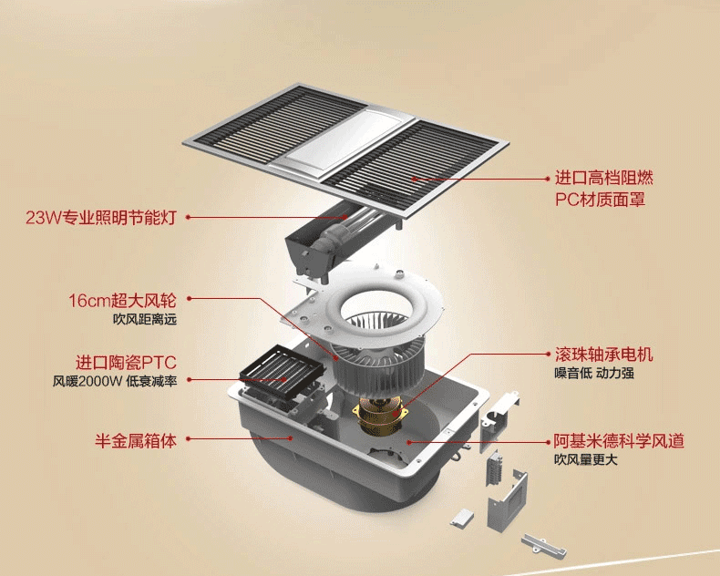 奥普浴霸 风暖照明换气 超薄纯平集成吊顶 多功能超导浴霸 暖风机