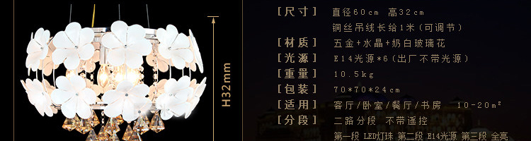 帝帛灯饰 欧式LED水晶吊灯客厅灯现代简约客厅水晶灯卧室灯灯具餐厅灯饰 DB8707LED贴片白光 600*320mm