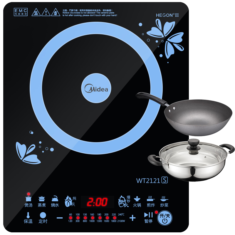 美的（Midea）电磁炉触摸式彩蝶版WT2121S（赠...