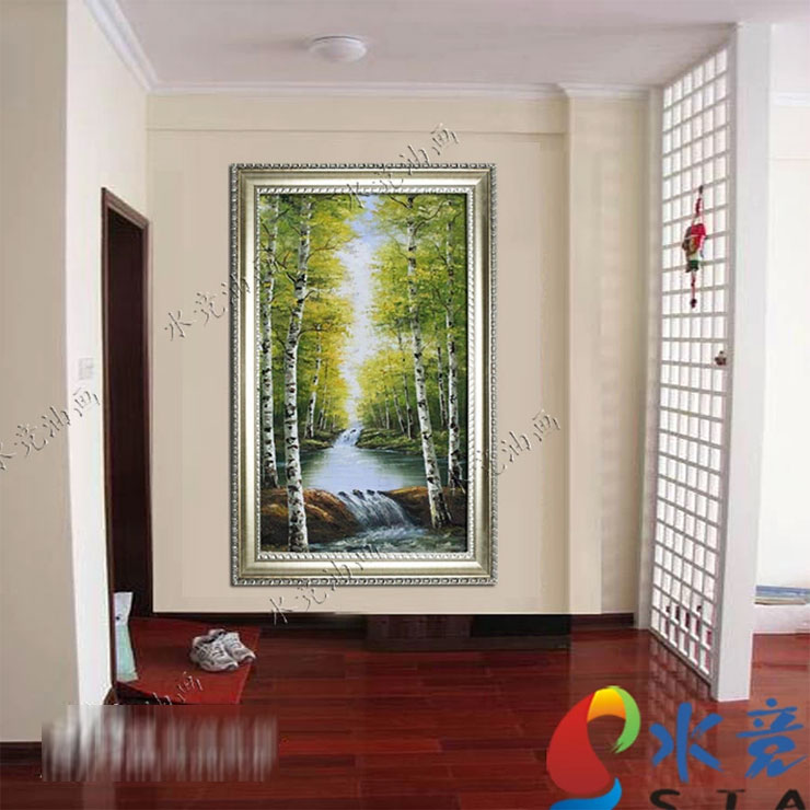 
                                        水竞 走廊挂画 欧式竖幅油画玄关装饰画 70*140cm                