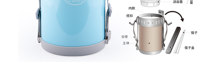 泰福高（TAFUCO）保温饭盒日本不锈钢真空便当盒微波学生餐盒T-0043 1500ml T0044蓝色