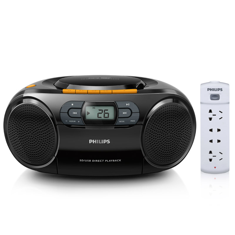 飞利浦（PHILIPS）AZ329/93 音响 音箱 CD播放机 收录机+飞利浦（PHILIPS）安全插座4位1.8米总控开关插排