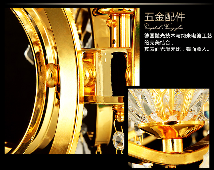 艾斯尼欧式水晶吊灯客厅吊灯简约卧室吊灯蜡烛水晶灯餐吊灯具Z014 8头清光+拉尾LED灯泡