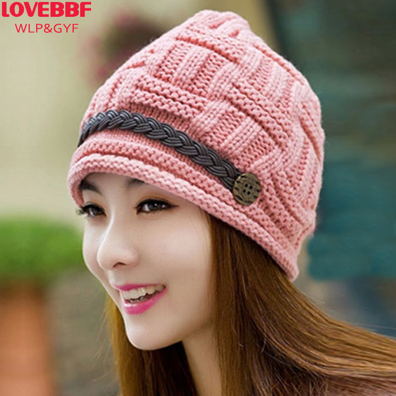 LOVEBBF 秋冬韩版套头针织帽 可爱帽子 女士毛线...