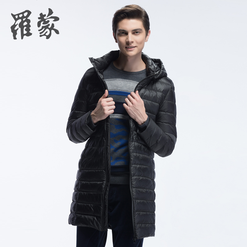 罗蒙羽绒服男中长款保暖白鸭绒2016冬季新款 轻薄羽绒...