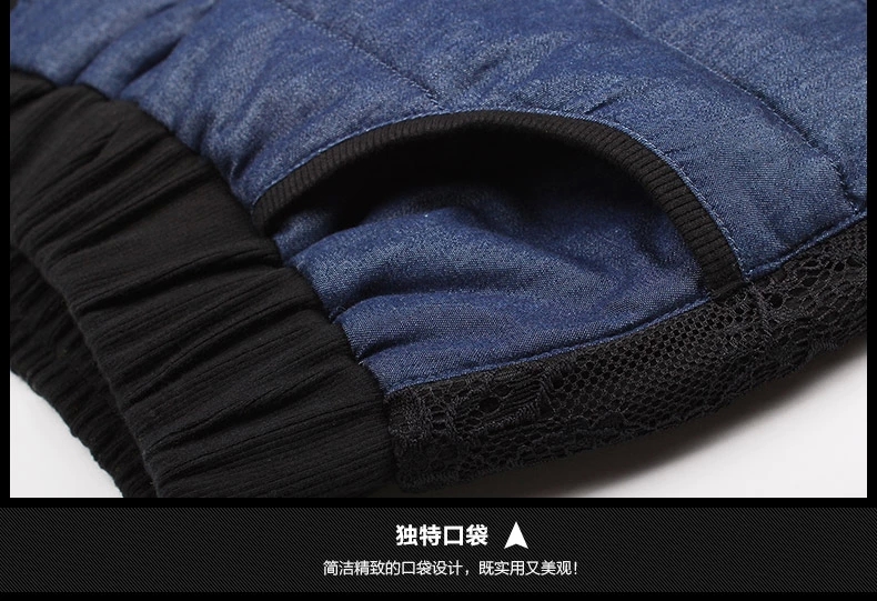 恒源祥羽绒棉裤冬季新款女装羽绒裤外穿加厚时尚保暖中腰小脚裤子棉裤 10#蓝色 170/92A/XL