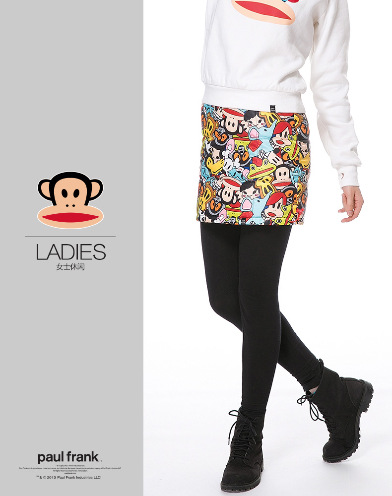 paulfrank大嘴猴2015春季女士印花羽绒短裙paulfrank正品 红色 L