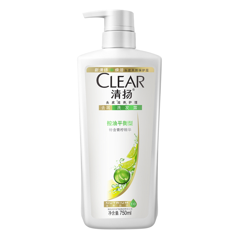 清扬(CLEAR)去屑洗发露 控油平衡型750ml（去屑洗发水 去屑控油）