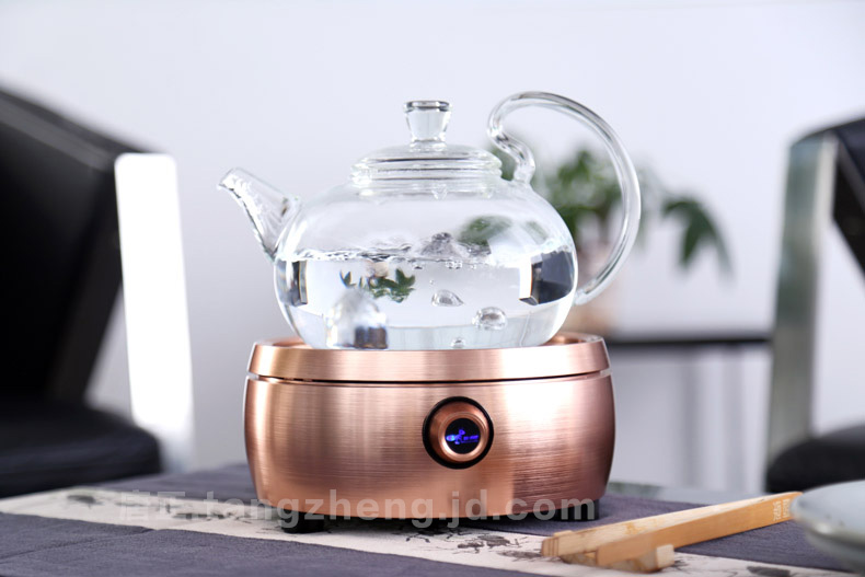 
                                        迷你电陶炉茶炉 德国静音技术烧铁壶铜壶玻璃壶专业电陶炉 鼓形铜色                