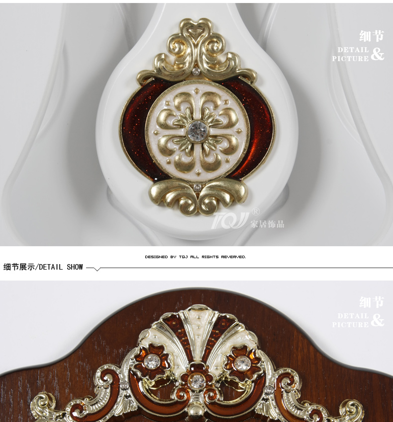 
                                                            屯奇居（TQJ）/大号欧式木质客厅挂钟/石英钟表/韩式餐厅挂表摆钟 棕色                