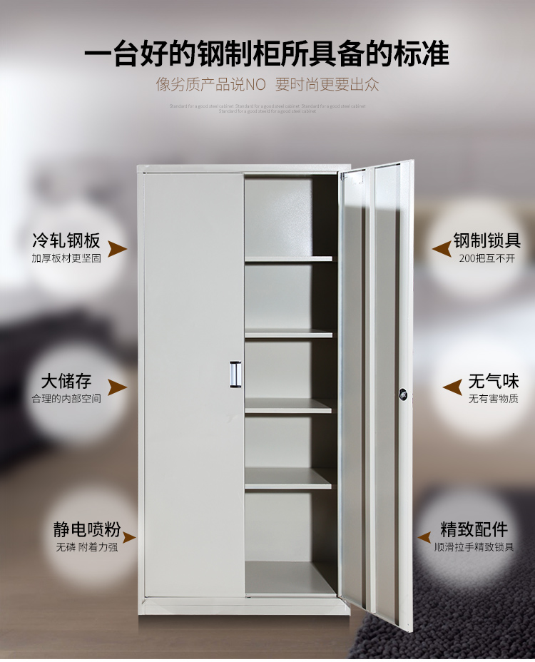 迈亚办公家具两门文件柜铁皮柜办公柜带锁财务会计凭证柜档案柜通铁门文件柜 标准型