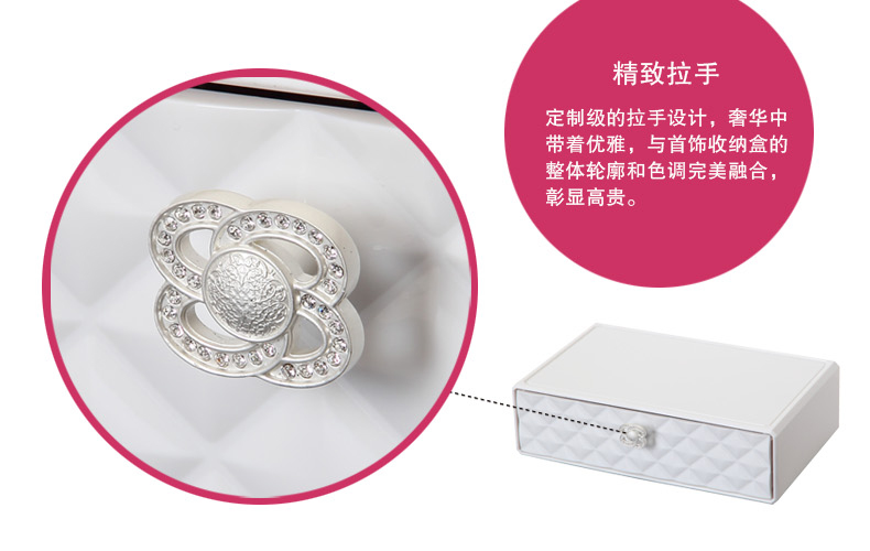 科特豪斯 加大号透明抽屉式化妆品收纳盒 组合储物盒 收纳柜 收纳用品 白色钻石纹三层