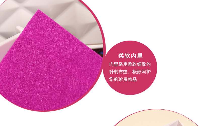 科特豪斯 加大号透明抽屉式化妆品收纳盒 组合储物盒 收纳柜 收纳用品 白色钻石纹三层