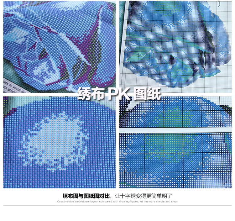 
                                        雪恋花大促3D精准印花十字绣 幽蓝 薰衣草 客厅卧室挂画 包邮 3D只绣花尺寸54*40生态棉                