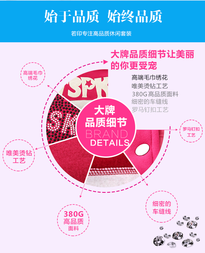 若印2015年秋冬新款大码女装时尚韩版三件套加绒加厚休闲运动卫衣套装女款 97橙色 XL