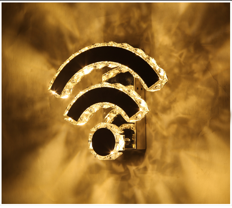 先强灯饰 客厅卧室过道创意wifi壁灯 MB5003 水晶不锈钢LED光源装饰灯 (B) 200*270*100mm