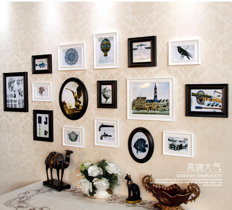 艾法 实木照片墙 欧式照片墙装饰画 创意组合美式相片墙 货到付款 AF-ZPQ064维斯塔