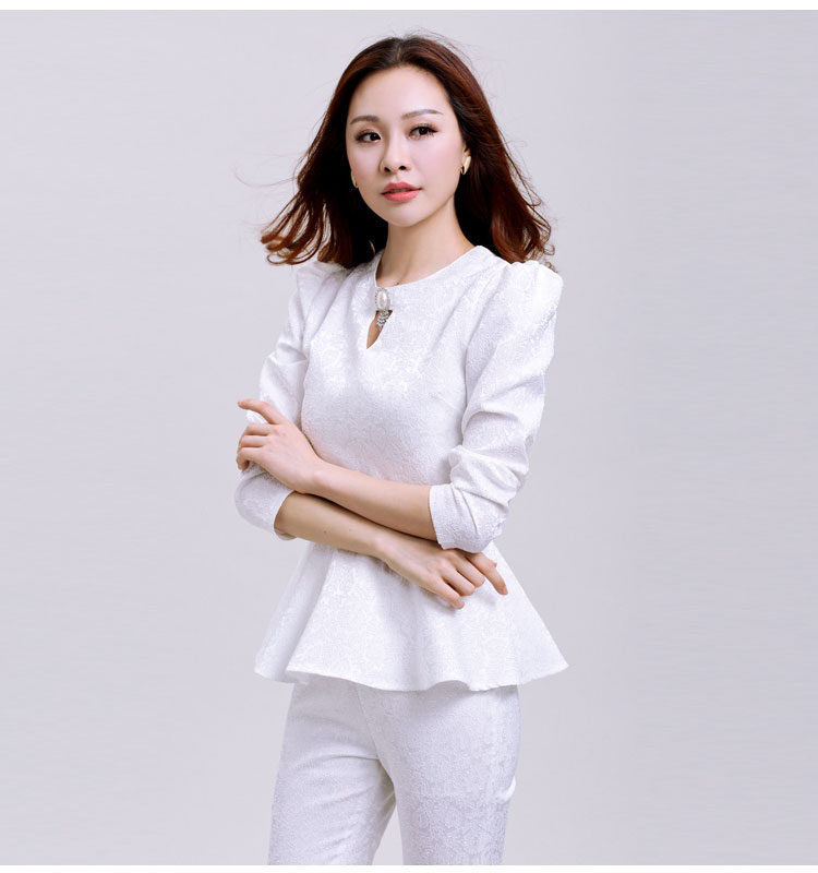 锐颖R.Y 2015新款秋冬装女名媛长袖蕾丝衫+长裤两件套休闲套装3832 黑色 L