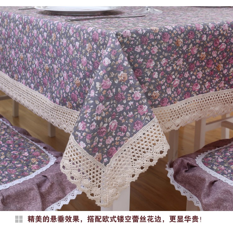 蓓柔蔓 时尚布艺餐桌布欧式古典茶几布方圆多色可选椅子套垫 天使小玫瑰 1个椅背套+1个椅垫