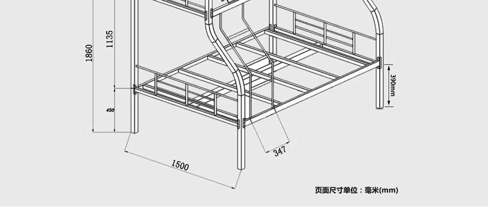 金经金属上下铺床高低床双层床铁床 白色右爬梯下铺1.5米宽上铺1.