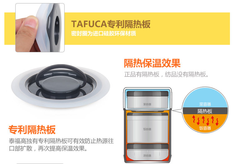 泰福高（TAFUCO）保温饭盒日本不锈钢真空便当盒微波学生餐盒T-0043 1500ml T0044蓝色