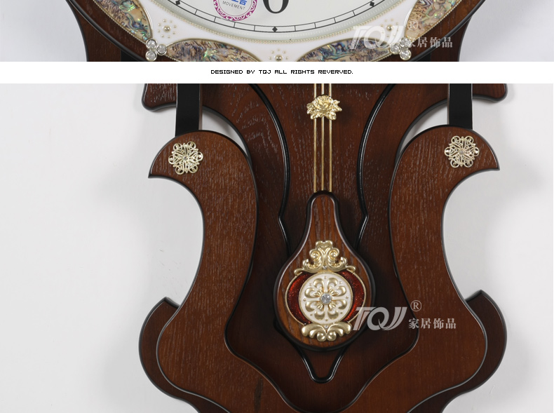 
                                                            屯奇居（TQJ）/大号欧式木质客厅挂钟/石英钟表/韩式餐厅挂表摆钟 棕色                
