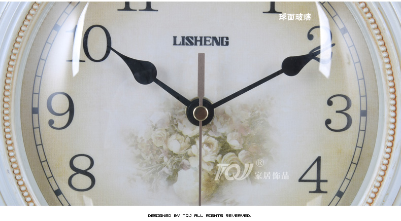 
                                        丽盛（LISHENG）/欧式双面时钟座钟/象牙工艺静音台面钟/美式坐钟/台钟 白色钟盘                