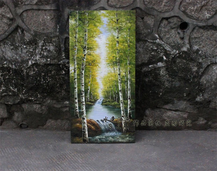 
                                        水竞 走廊挂画 欧式竖幅油画玄关装饰画 70*140cm                