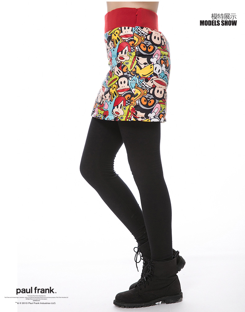 paulfrank大嘴猴2015春季女士印花羽绒短裙paulfrank正品 红色 L