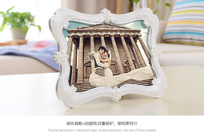 图慕相框摆台 7寸6寸 10寸8寸影楼生活照水晶相框欧式婚纱照珍珠创意 天使树脂相框 7寸