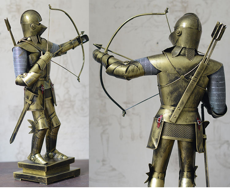 古代欧式中世纪罗马盔甲士兵武士铁艺模型酒柜工艺装饰品复古摆件hx j