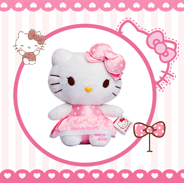 hello kitty凯蒂猫毛绒玩具公仔玩偶布娃娃抱枕15寸36cm 圆点双蝴蝶