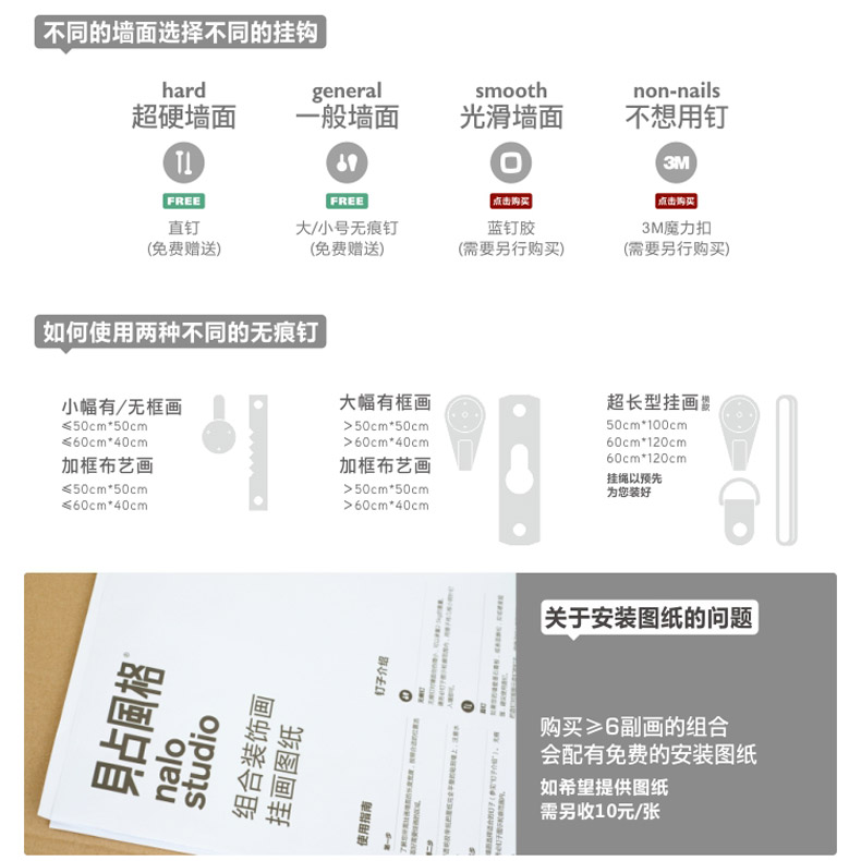 贝占风格 薄荷谷 现代清新创意客厅沙发餐厅巨幅组合装饰画高档壁画挂画 整套黑框