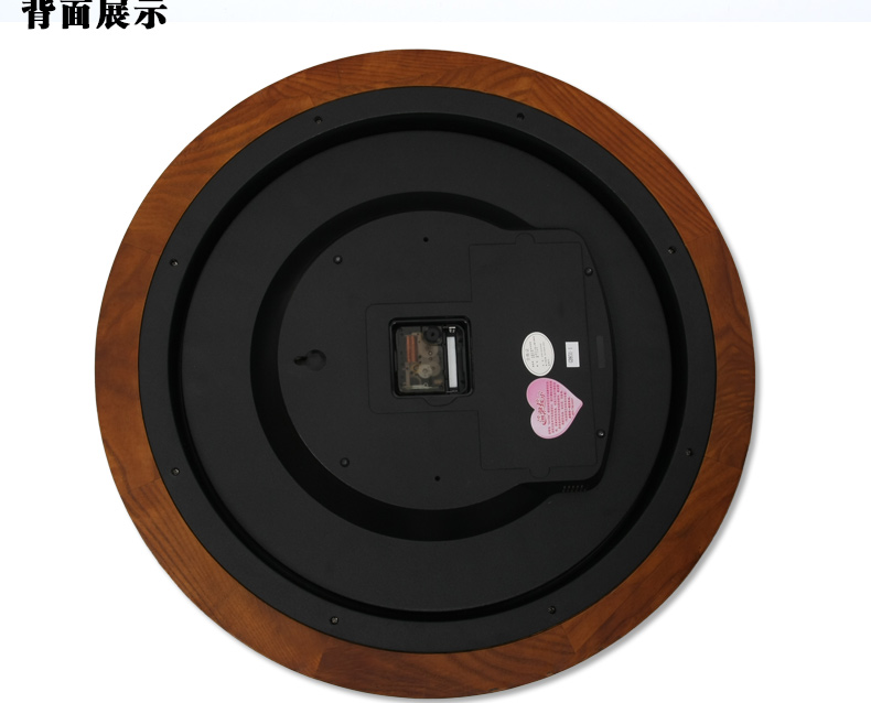 金钟宝50cm大号圆形水柳典实木挂钟欧式客厅挂表卧室静音钟表 棕色