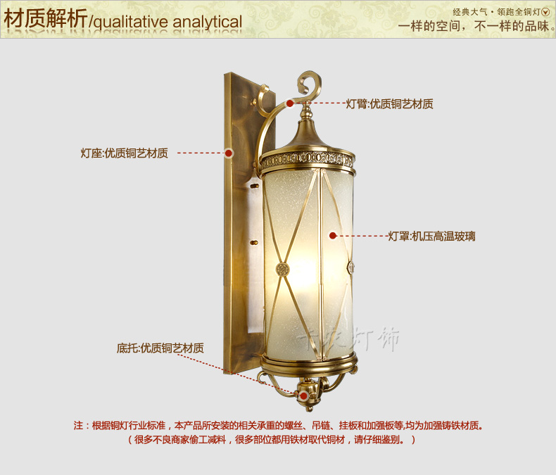卡农灯饰 美式灯铜灯 全铜灯 别墅灯 庭院灯 阳台灯 壁灯 MC014-3W