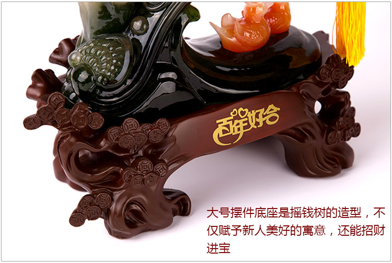 吉善堂 百年好合结婚礼物 首饰盒 实用婚庆礼品朋友鸳鸯摆件QY017 小号百年好合