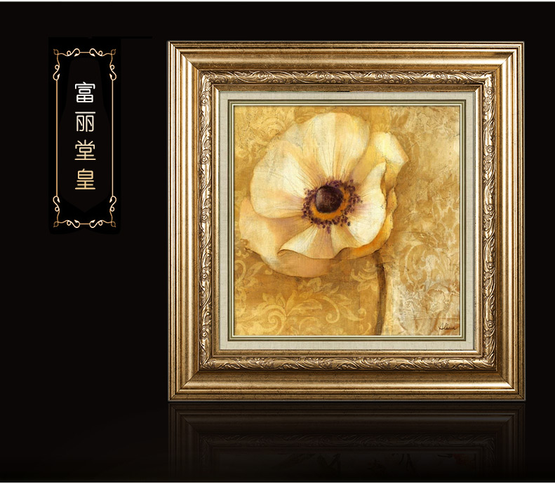 简一画廊 欧式高档客厅装饰画 沙发背景墙画美式玄关有框挂画 富丽堂皇JM0433 原版画芯 金宫殿+小麻金框(A款画芯)60*60