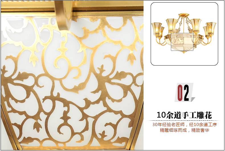 卡农灯饰 全铜客厅吊灯 铜灯 欧式灯美式灯 客厅灯吊灯 MC036-12H