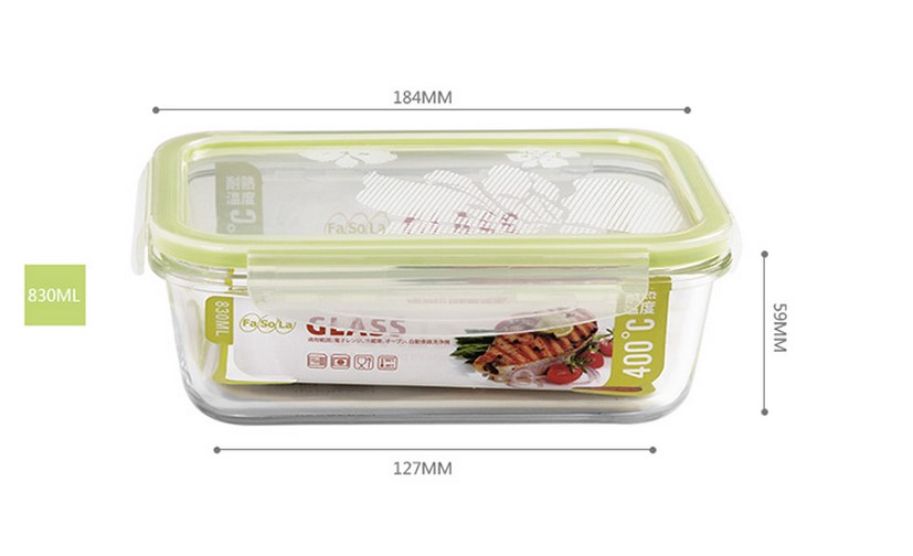 fasola日式保鲜盒 耐热玻璃饭盒 微波炉饭盒 便当盒保鲜玻璃碗盒 550