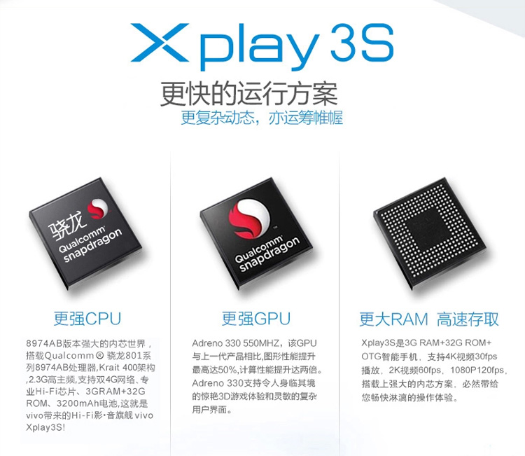 vivo  Xplay3S X520L  移动4G手机 极光白