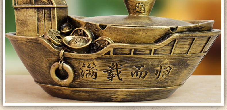 
                                        欣润一帆风顺帆船摆件烟灰缸创意大号欧式带盖帆船模型 复古款 20*11*10 复古款                