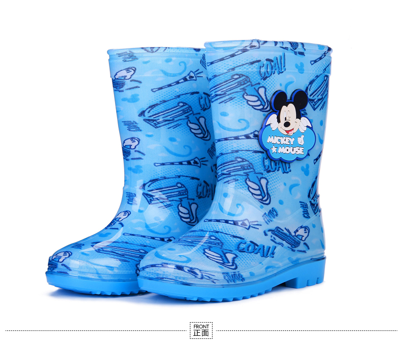 迪士尼（Disney）儿童雨鞋雨靴男女童宝宝水鞋中筒春夏款 米奇蓝色手枪款 31码